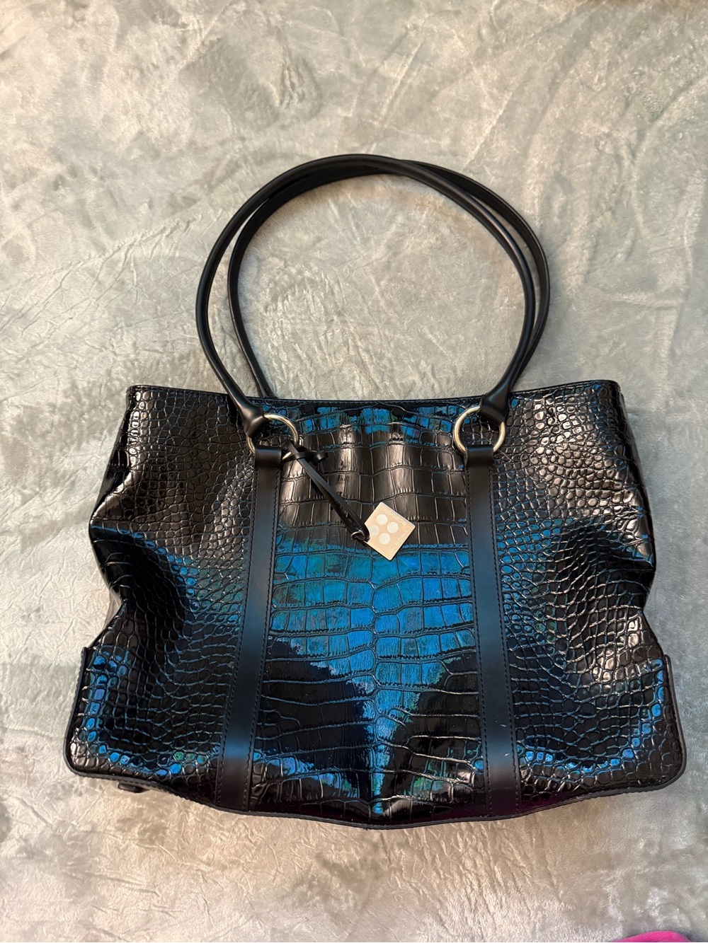 BCBGirls Black Croc-Embossed Tote Bag - Sleek Everyday Carry